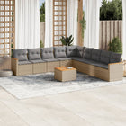 10-Delige Loungeset Met Kussens Poly Rattan Beige