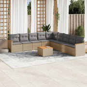 Loungeset 10-delig poly rattan beige