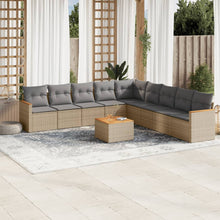 10-Delige Loungeset Met Kussens Poly Rattan Beige