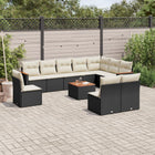 11-Delige Loungeset Met Kussens Poly Rattan Zwart