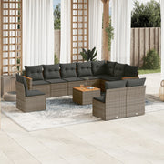 Loungeset 11-delig poly rattan grijs
