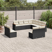 Loungeset 11-delig poly rattan zwart
