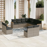 Loungeset poly rattan 11-delig grijs