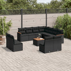 12-piece lounge set with cushions poly rattan black