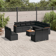 Loungeset 12-delig poly rattan zwart