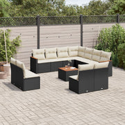 Loungeset 12-delig poly rattan zwart
