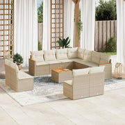 Loungeset 12-delig poly rattan beige