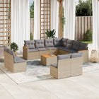 12-piece lounge set with cushions poly rattan beige