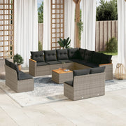 Loungeset 12-delig poly rattan grijs