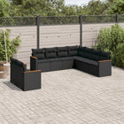 9-delige Loungeset met kussens poly rattan zwart 1 Zwart