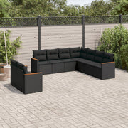 Loungeset poly rattan 9-delig zwart