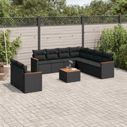 Loungeset 10-delig poly rattan zwart