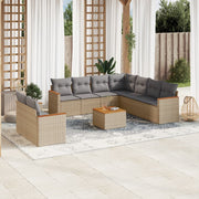 Loungeset 10-delig poly rattan beige
