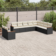 Loungeset 10-delig poly rattan zwart