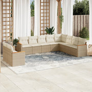 Loungeset 10-delig poly rattan beige