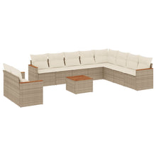 11-Delige Tuinset Met Kussens Poly Rattan Beige