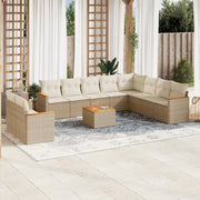 Tuinset 11-delig poly rattan beige