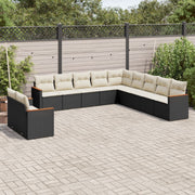 Loungeset 11-delig poly rattan zwart