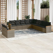 Loungeset 11-delig poly rattan grijs