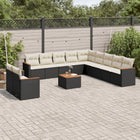 12-piece lounge set with cushions poly rattan black