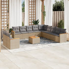 12-Delige Loungeset Met Kussens Poly Rattan Beige