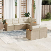 Loungeset 7-delig poly rattan beige
