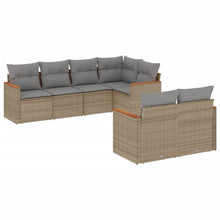 7-Delige Loungeset Met Kussens Poly Rattan Beige