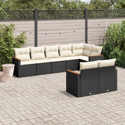 Loungeset 8-delig poly rattan zwart