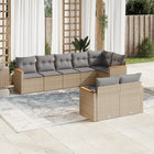 8-Delige Loungeset Met Kussens Poly Rattan Beige