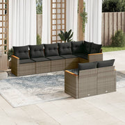 Loungeset 8-delig poly rattan grijs
