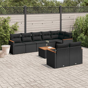 Loungeset 9-delig poly rattan zwart