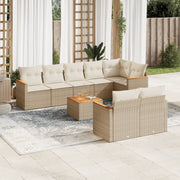 Loungeset 9-delig poly rattan beige