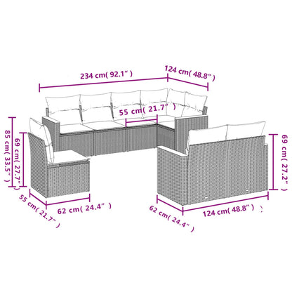 8-Delige Loungeset Met Kussens Poly Rattan Beige