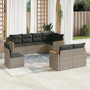Loungeset 8-delig poly rattan grijs