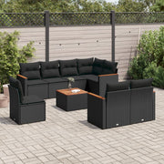 Loungeset 9-delig poly rattan zwart