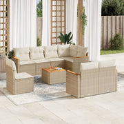 Loungeset 9-delig poly rattan beige