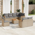 9-Delige Loungeset Met Kussens Poly Rattan Beige