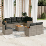 Loungeset 9-delig poly rattan grijs