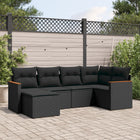 6-piece Lounge Set with cushions poly rattan black