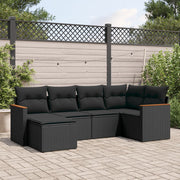 Loungeset 6-delig poly rattan zwart