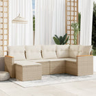 6-Delige Loungeset Met Kussens Poly Rattan Beige