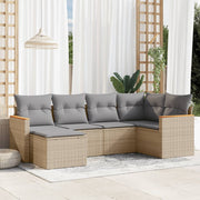 Loungeset 6-delig poly rattan beige
