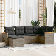 Loungeset 6-delig poly rattan grijs