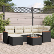 Loungeset 7-delig poly rattan zwart