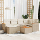 7-Delige Loungeset Met Kussens Poly Rattan Beige