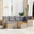 7-Delige Loungeset Met Kussens Poly Rattan Beige