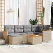 Loungeset 7-delig poly rattan beige