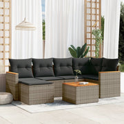 Loungeset 7-delig poly rattan grijs