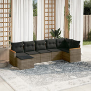 Loungeset 7-delig poly rattan grijs