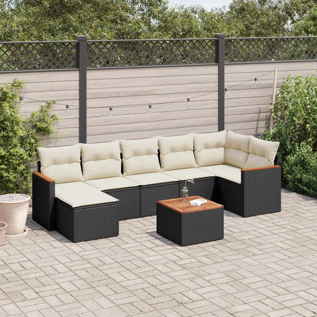 8-Delige Loungeset Met Kussens Poly Rattan Zwart